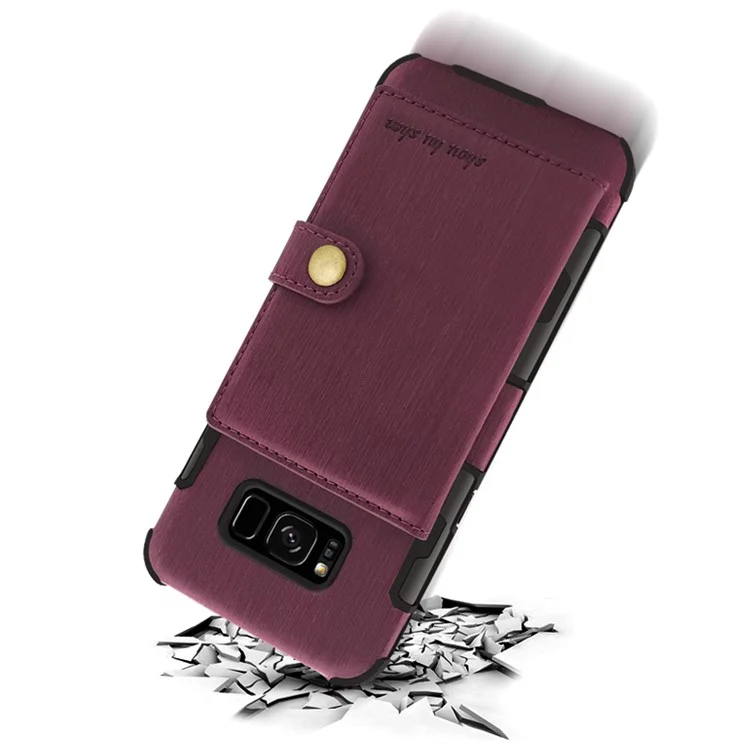 Anti-drop Brushed Cloth Coated Plastic Case for Samsung Galaxy S8 G950 - Wine Red