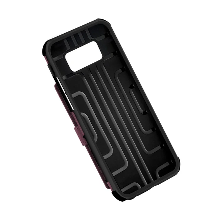 Anti-drop Brushed Cloth Coated Plastic Case for Samsung Galaxy S8 G950 - Wine Red
