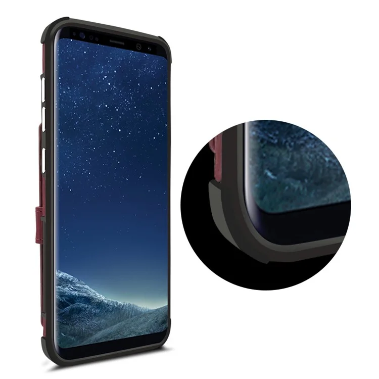 Anti-drop Brushed Cloth Coated Plastic Case for Samsung Galaxy S8 G950 - Wine Red