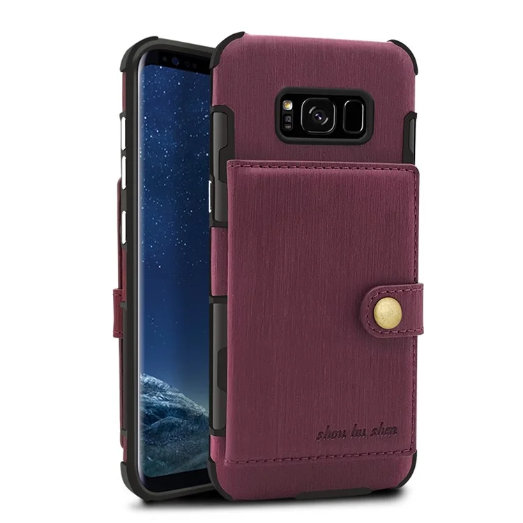 Anti-drop Brushed Cloth Coated Plastic Case for Samsung Galaxy S8 G950 - Wine Red