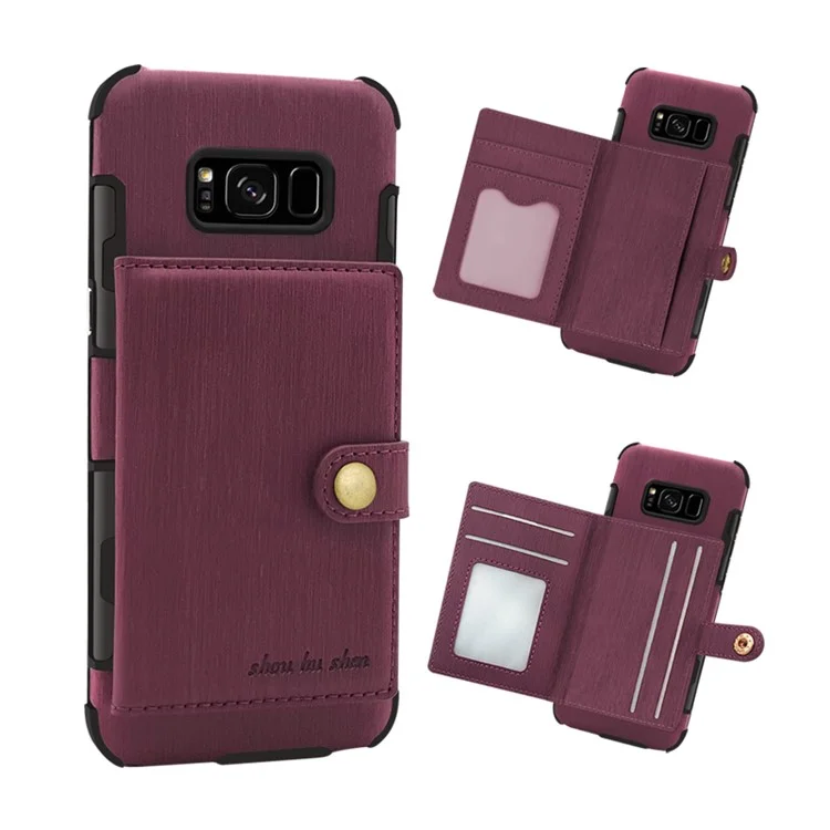 Anti-drop Brushed Cloth Coated Plastic Case for Samsung Galaxy S8 G950 - Wine Red