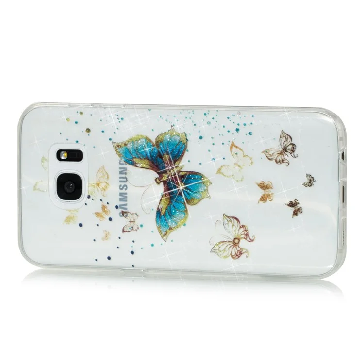 IMD Glitter Powder TPU Back Case for Samsung Galaxy S7 edge SM-G935 - Pretty Butterflies