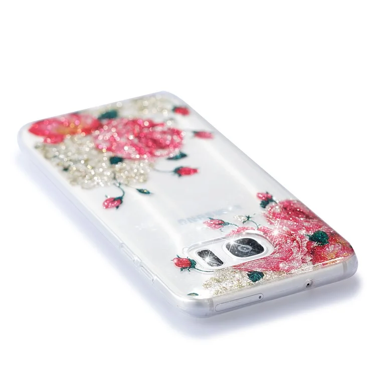 Clear IMD Glitter Powder Patterned TPU Phone Casing for Samsung Galaxy S8 Plus SM-G955 - Pretty Roses