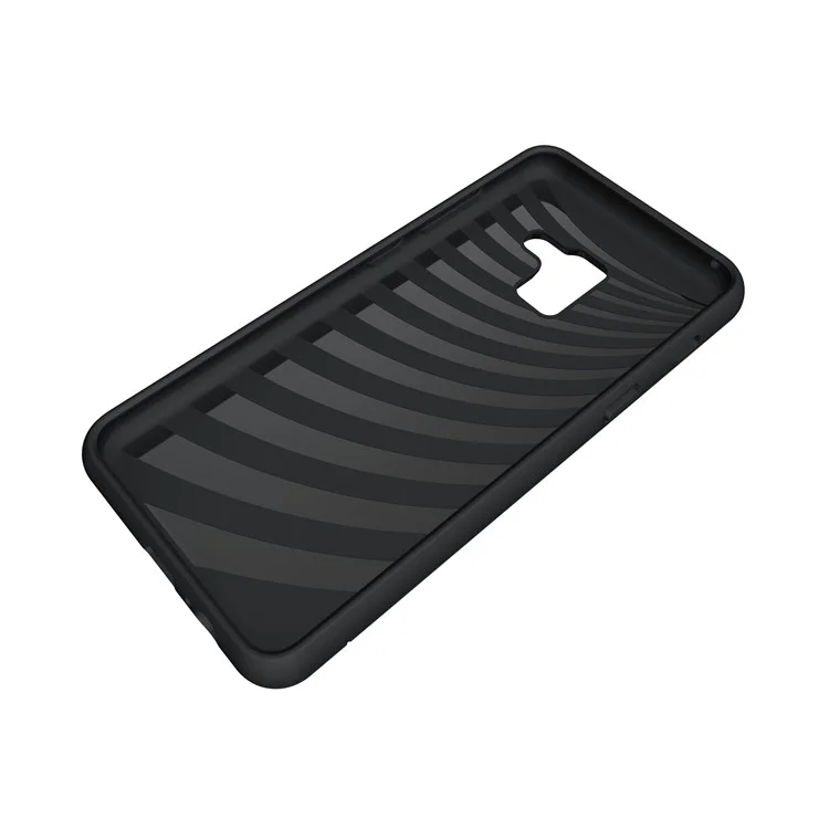 Brushed PC + TPU Hybrid Card Slot Case for Samsung Galaxy A8 (2018) with Kickstand - Black