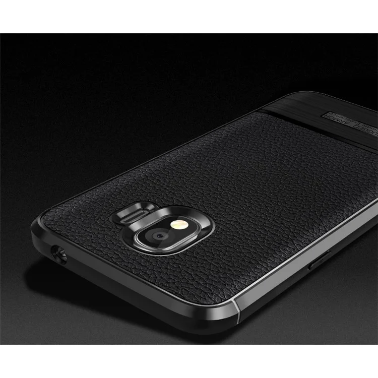 Litchi Skin Brushed TPU Case for Samsung Galaxy J2 Pro 2018 - Black