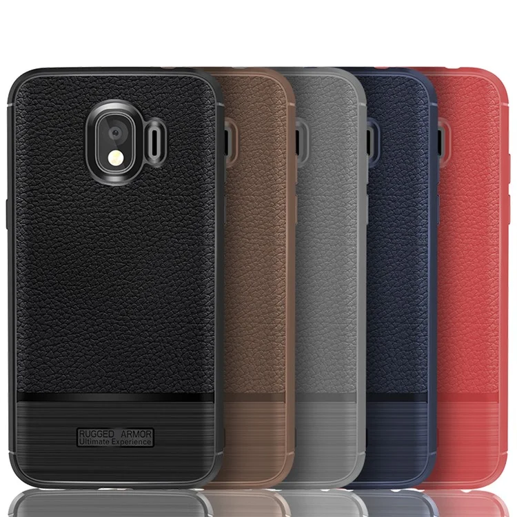 Litchi Skin Brushed TPU Case for Samsung Galaxy J2 Pro 2018 - Black