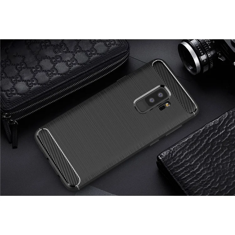 Carbon Fibre Brushed TPU Gel Case for Samsung Galaxy S9 Plus G965 - Black