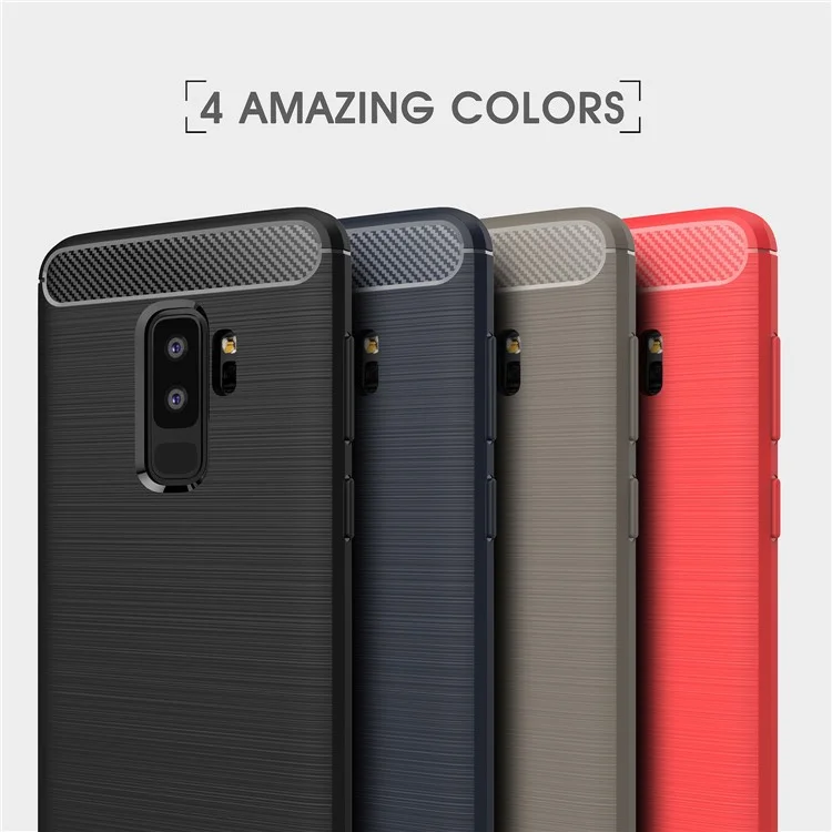 Carbon Fibre Brushed TPU Gel Case for Samsung Galaxy S9 Plus G965 - Black