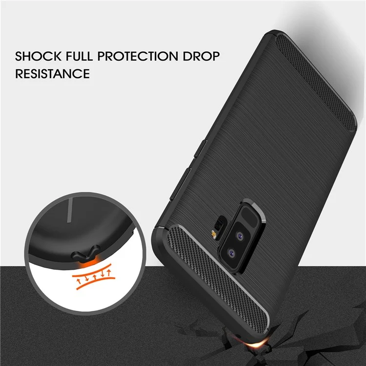 Carbon Fibre Brushed TPU Gel Case for Samsung Galaxy S9 Plus G965 - Black