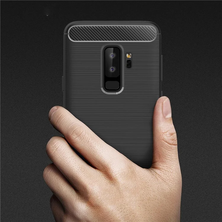Carbon Fibre Brushed TPU Gel Case for Samsung Galaxy S9 Plus G965 - Black