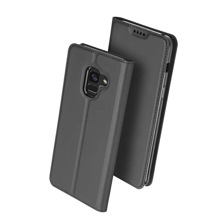 DUX DUCIS Skin Pro Series Leather Card Holder Case for Samsung Galaxy A8+ (2018) - Grey