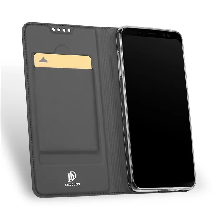 DUX DUCIS Skin Pro Series Leather Card Holder Case for Samsung Galaxy A8+ (2018) - Grey