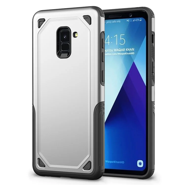 Plastic + TPU Hybrid Rugged Armor Protection Case for Samsung Galaxy A8 (2018) - Silver