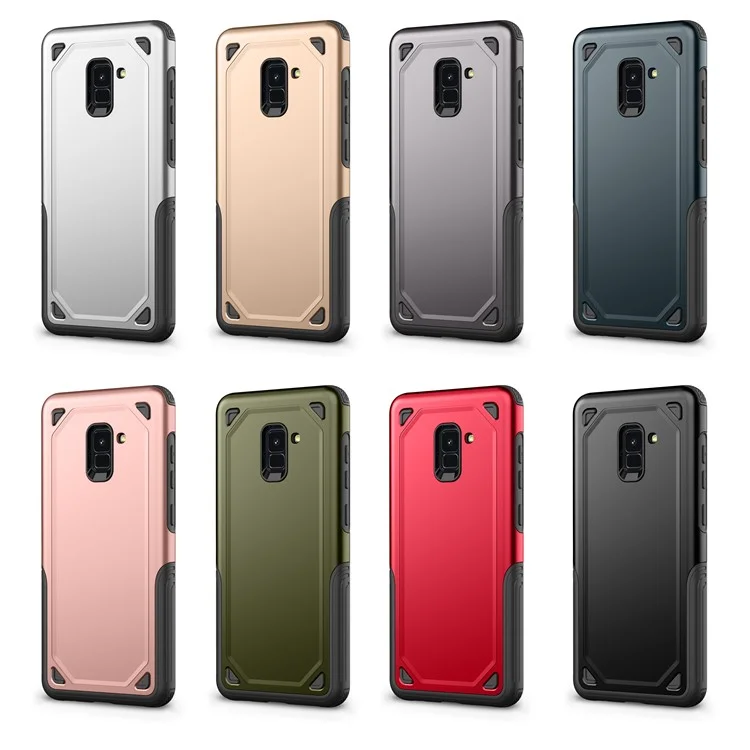 Plastic + TPU Hybrid Rugged Armor Protection Case for Samsung Galaxy A8 (2018) - Silver