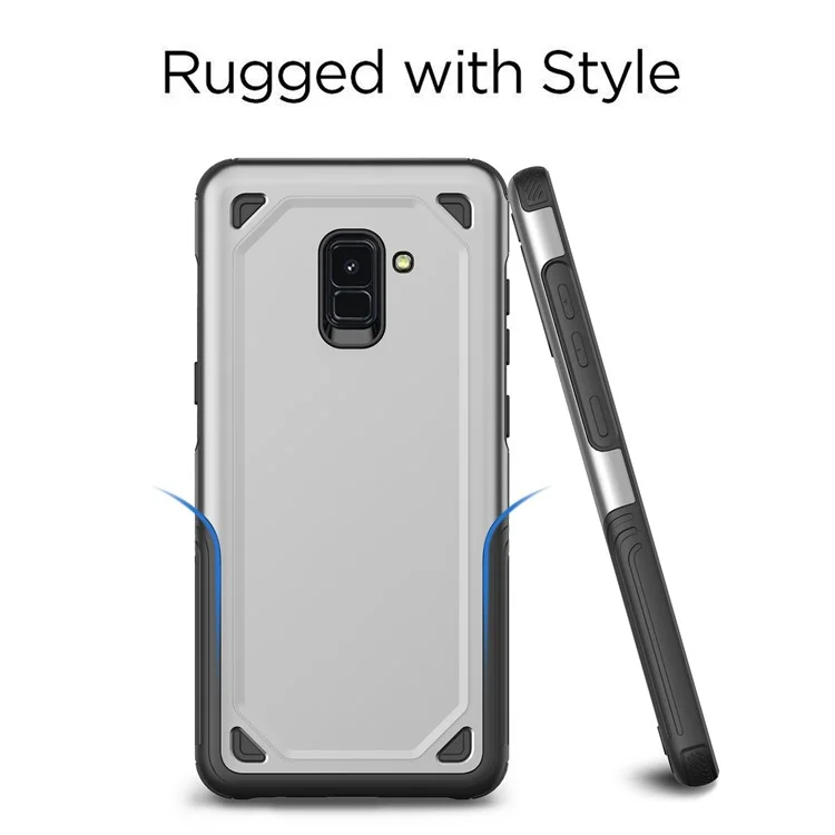 Plastic + TPU Hybrid Rugged Armor Protection Case for Samsung Galaxy A8 (2018) - Silver