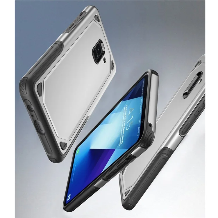 Plastic + TPU Hybrid Rugged Armor Protection Case for Samsung Galaxy A8 (2018) - Silver