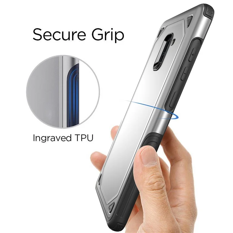 Plastic + TPU Hybrid Rugged Armor Protection Case for Samsung Galaxy A8 (2018) - Silver