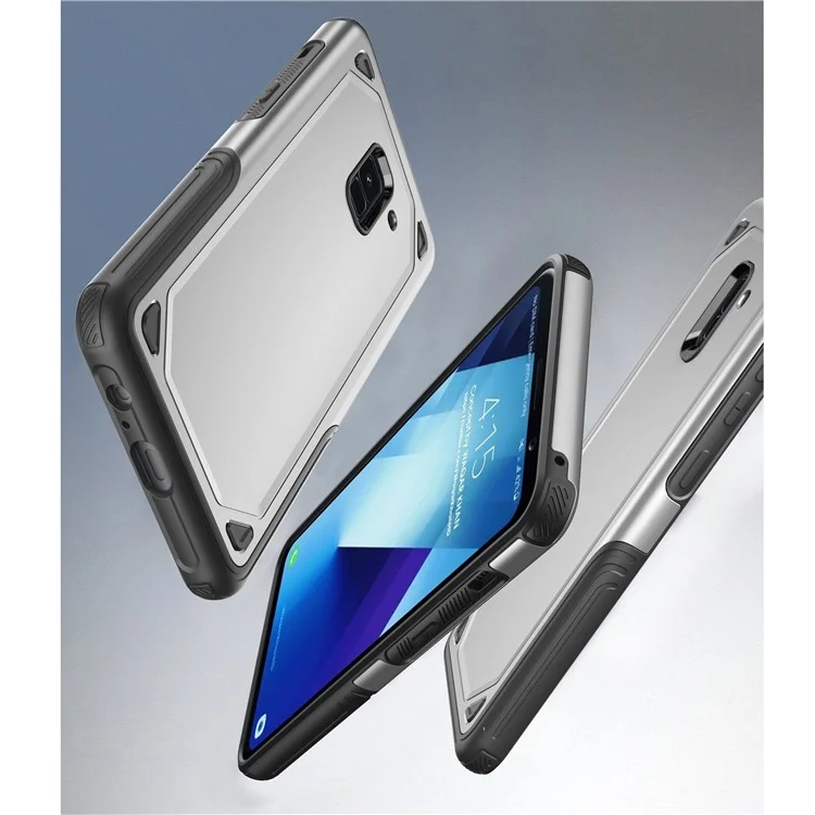 Plastic + TPU Combo Rugged Armor Mobile Case for Samsung Galaxy A8+ (2018) - Silver