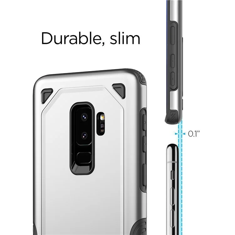 Plastic + TPU Hybrid Rugged Armor Protective Case for Samsung Galaxy S9+ G965 - Silver