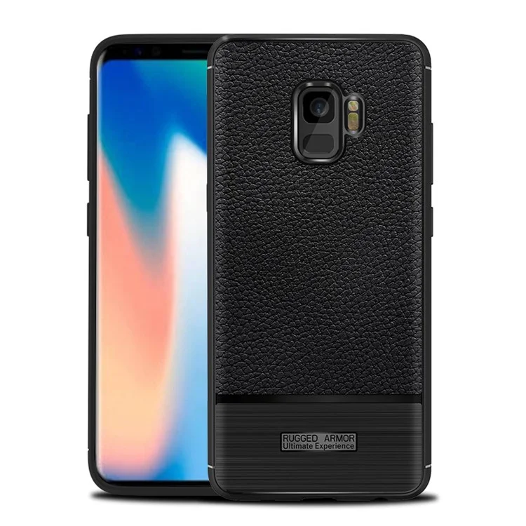 Litchi Skin Brushed TPU Case for Samsung Galaxy S9 - Black