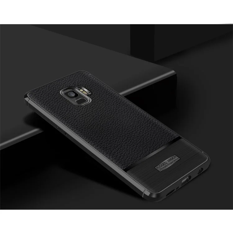 Litchi Skin Brushed TPU Case for Samsung Galaxy S9 - Black