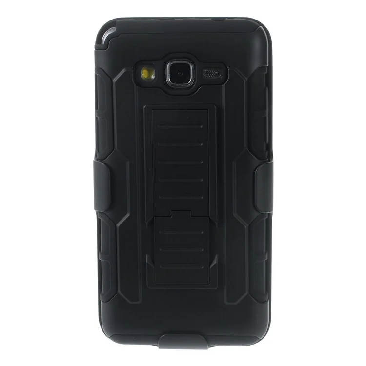 For Samsung Galaxy Grand Prime SM-G530 Belt Clip Kickstand PC Silicone Phone Case - Black