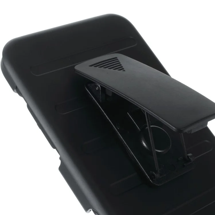 For Samsung Galaxy Grand Prime SM-G530 Belt Clip Kickstand PC Silicone Phone Case - Black