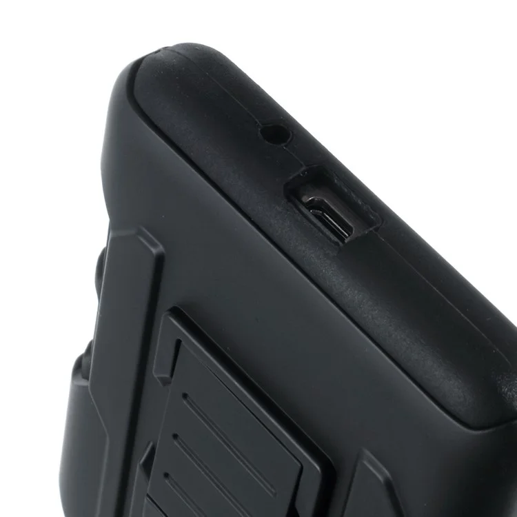 For Samsung Galaxy Grand Prime SM-G530 Belt Clip Kickstand PC Silicone Phone Case - Black