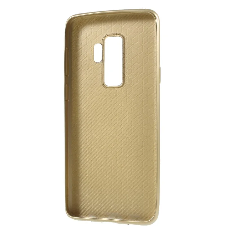 For Samsung Galaxy S9 Plus G965 Carbon Fiber Texture Soft TPU Protective Case Shell - Gold