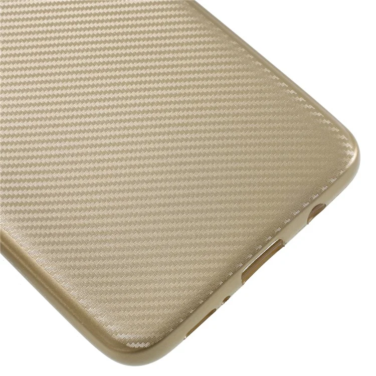For Samsung Galaxy S9 Plus G965 Carbon Fiber Texture Soft TPU Protective Case Shell - Gold