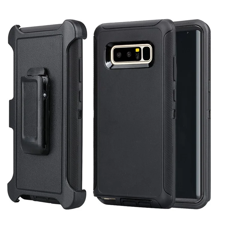 Rugged Hybrid PC TPU Holster Kickstand Case for Samsung Galaxy Note 8 N950 - Black