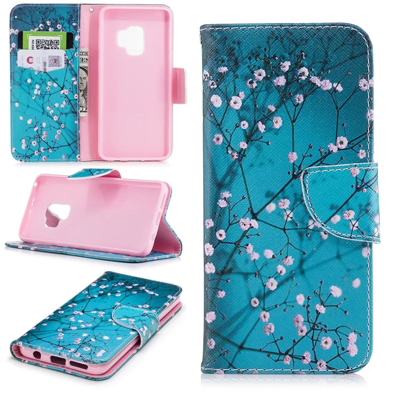Pattern Printing Stand Wallet Leather Mobile Phone Case for Samsung Galaxy S9 - Wintersweet