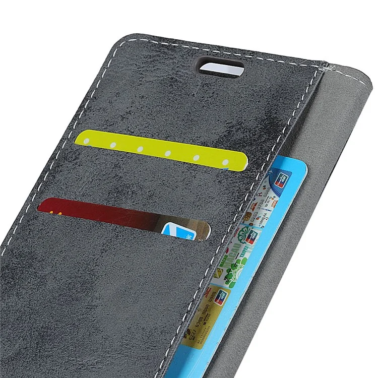 Vintage Style Wallet Leather Mobile Phone Case for Samsung Galaxy J2 Pro 2018 - Grey