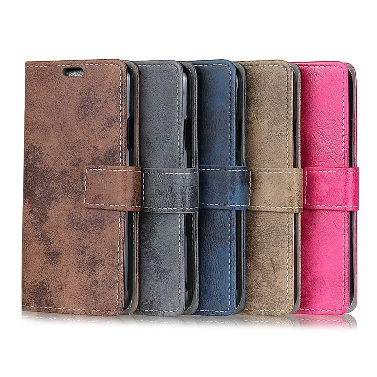 Vintage Style Wallet Leather Mobile Phone Case for Samsung Galaxy J2 Pro 2018 - Grey