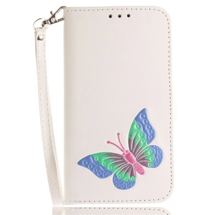 Butterfly Pattern Leather Wallet Cover for Samsung Galaxy J5 Pro (2017) / J5 (2017) EU Version - White