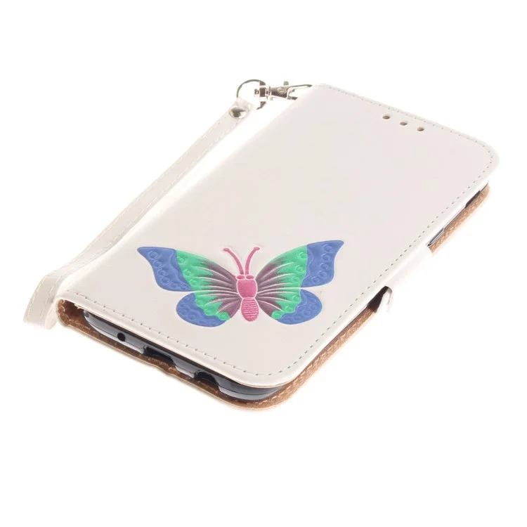 Butterfly Pattern Leather Wallet Cover for Samsung Galaxy J5 Pro (2017) / J5 (2017) EU Version - White