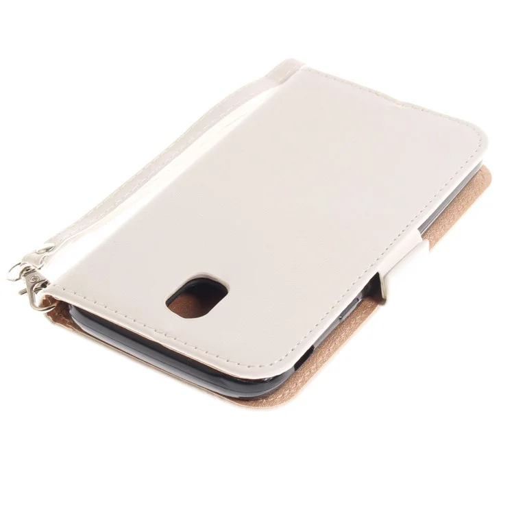 Butterfly Pattern Leather Wallet Cover for Samsung Galaxy J5 Pro (2017) / J5 (2017) EU Version - White