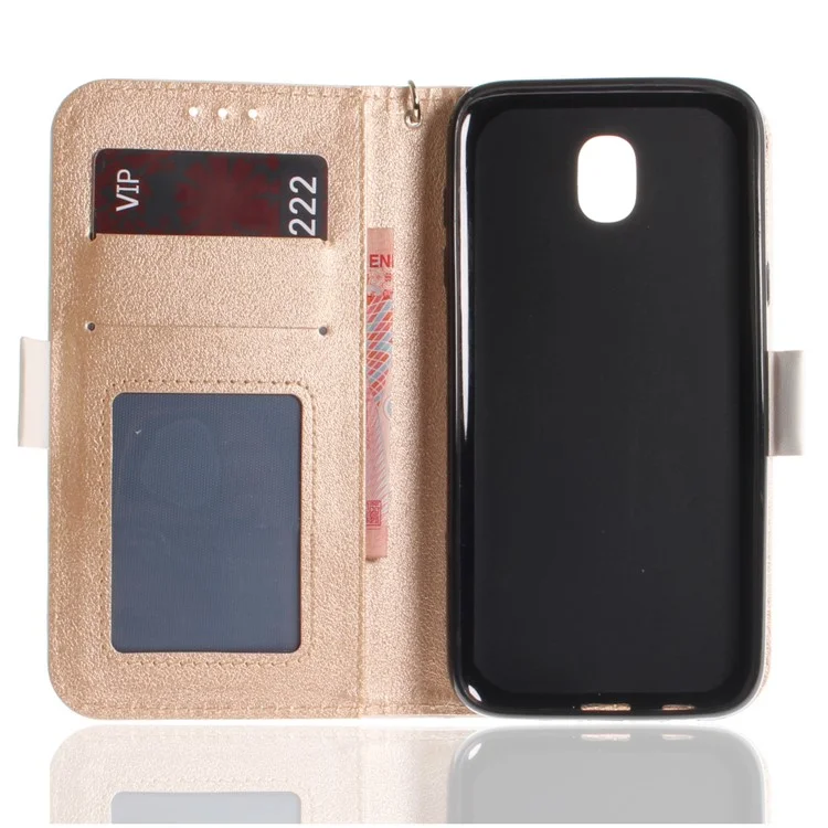 Butterfly Pattern Leather Wallet Case for Samsung Galaxy J7 Pro (2017) / J7 (2017) EU Version - White