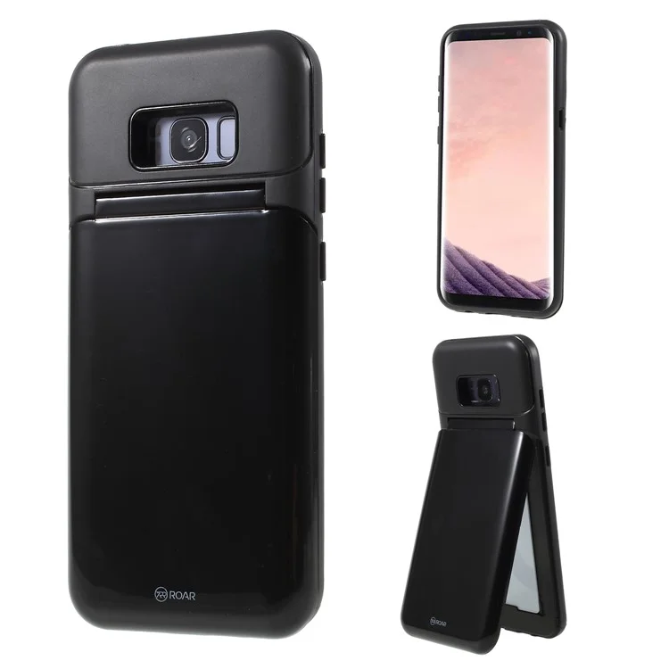 ROAR KOREA PC+TPU Protective Mirror Case with Kickstand for Samsung Galaxy S8 Plus G955 - Black