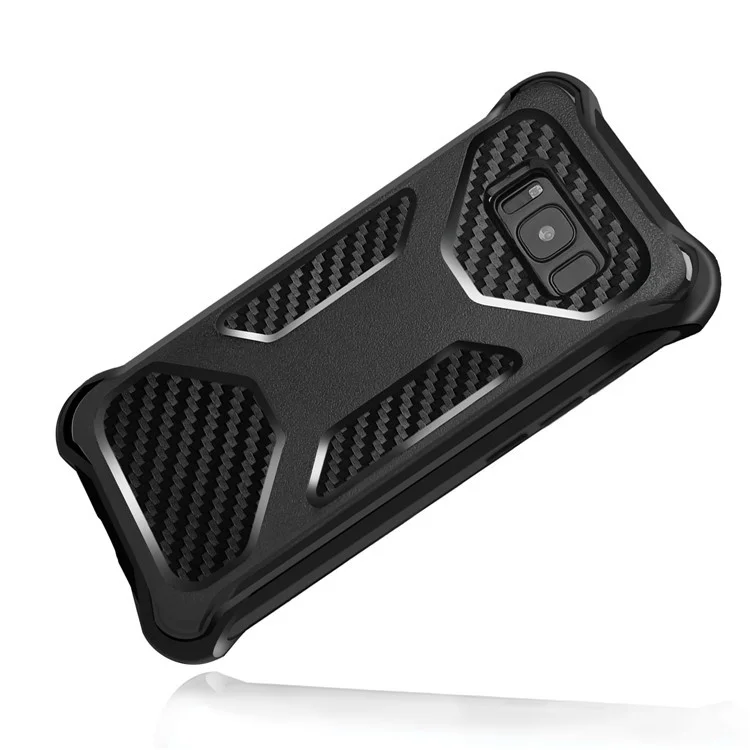 Carbon Fiber Texture PC + TPU Kickstand Belt Clip Mobile Case for Samsung Galaxy Note 8 N950 - Black