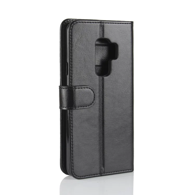 Crazy Horse Leather Wallet Case for Samsung Galaxy S9+ G965 - Black