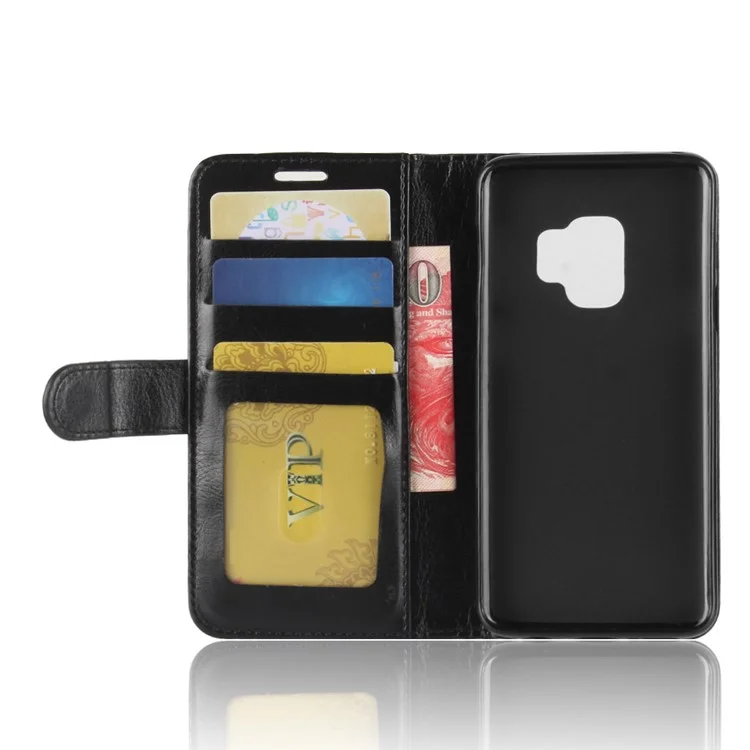 Crazy Horse Wallet en Cuir Case Pour Samsung Galaxy S9 G960 - le Noir