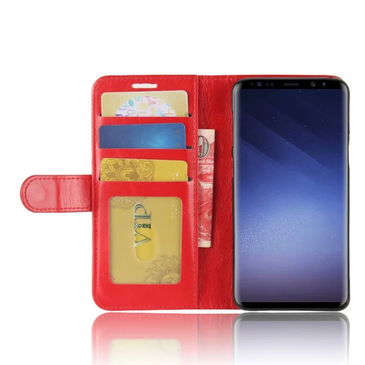 Lugar de Cuero de la Billetera de Caballos Crazy Case Para Samsung Galaxy S9 G960 - Rojo