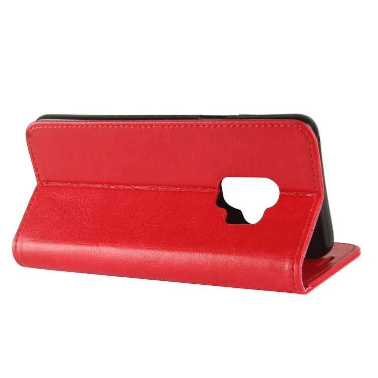 Crazy Horse Wallet Leather Cell Phone Case for Samsung Galaxy S9 G960 - Red