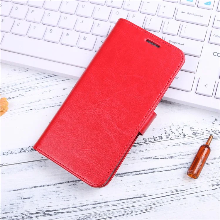 Crazy Horse Wallet Leather Cell Phone Case for Samsung Galaxy S9 G960 - Red