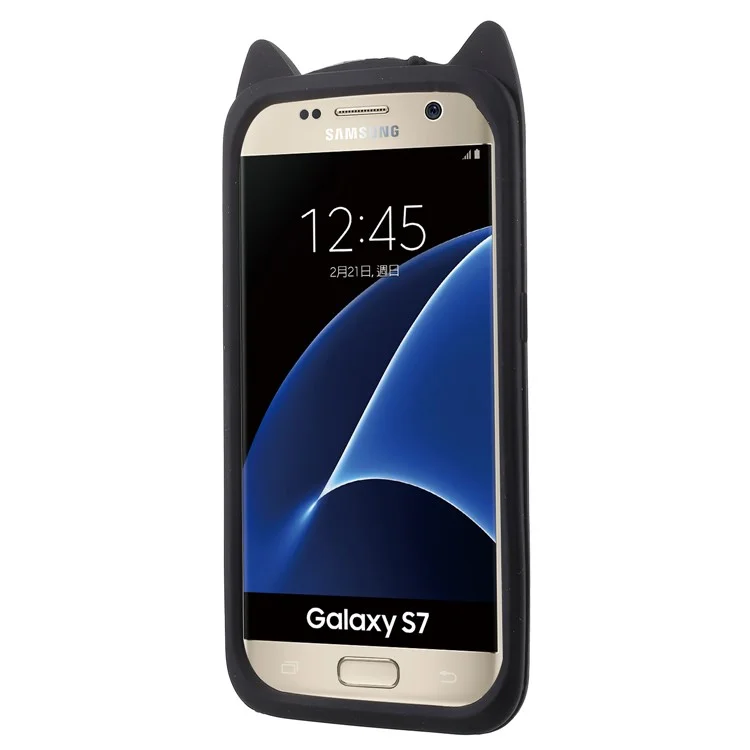 3D Moustache Cat Silicone Case for Samsung Galaxy S7 SM-G930 - Black