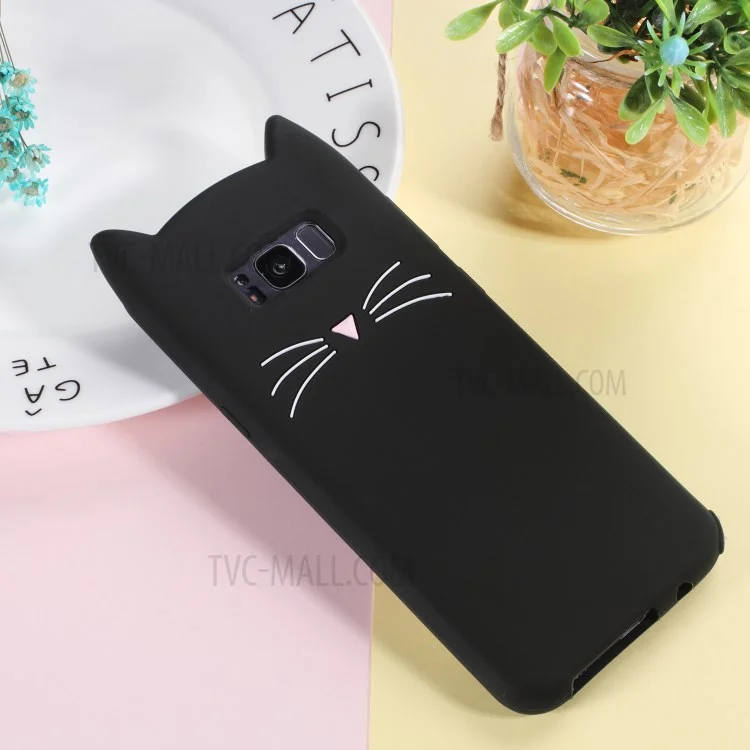 3D Moustache Cat Silicone Case for Samsung Galaxy S8 SM-G950 - Black