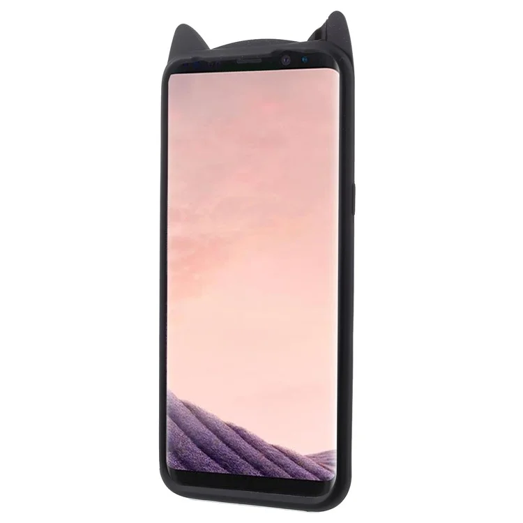 3D Moustache Cat Silicone Case for Samsung Galaxy S8 SM-G950 - Black