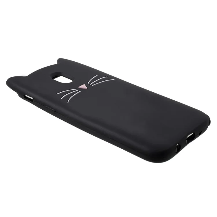 3D Bearded Cat Silicone Soft Phone Cover for Samsung Galaxy J5 (2017) EU Version / J5 Pro (2017) - Black