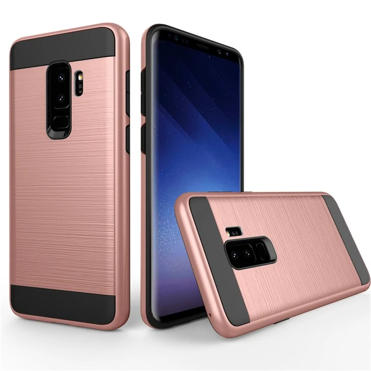 Brushed TPU + PC Hybrid Phone Case for Samsung Galaxy S9+ G965 - Rose Gold